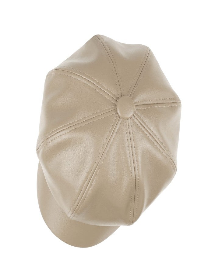 Sydbecs PU Newsboy Caps for Women Solid Color Paperboy Hat Cabbie Painter Cap - Image 5